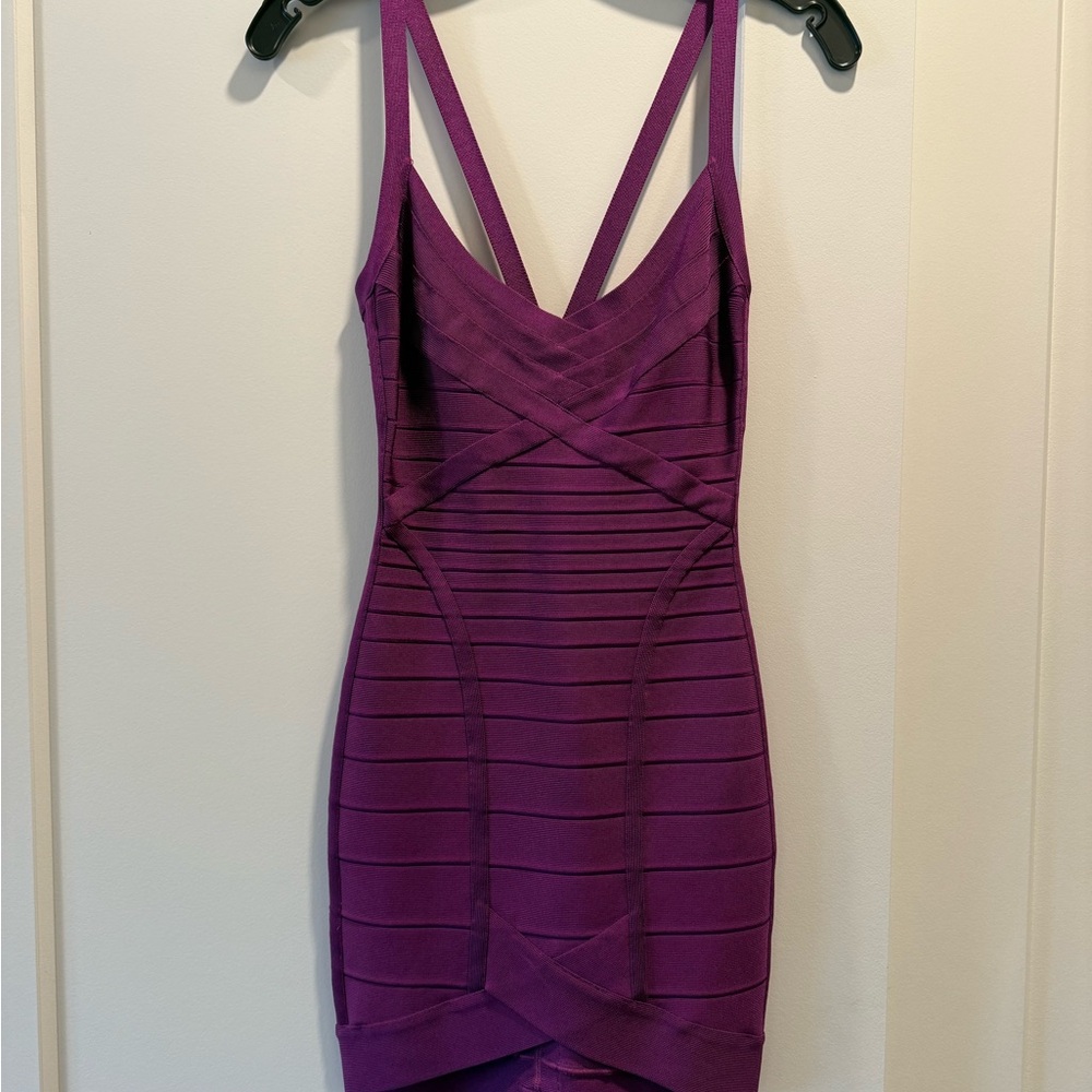 Herve Leger Purple Bandage Dress